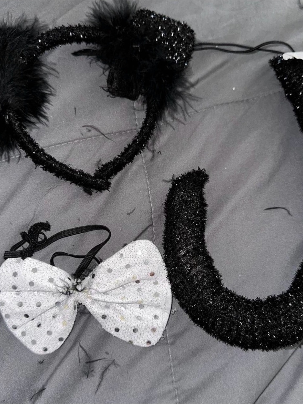 Girls Black Sparkle Headband and Polka Dot Bow Hair Set